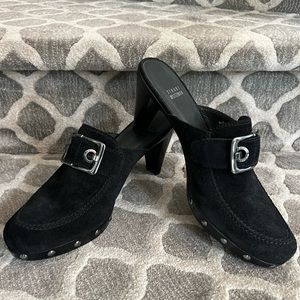 Stuart Weitzman Black Suede Mules. Size 9.5 US. 3 1/2” heel. Never worn.